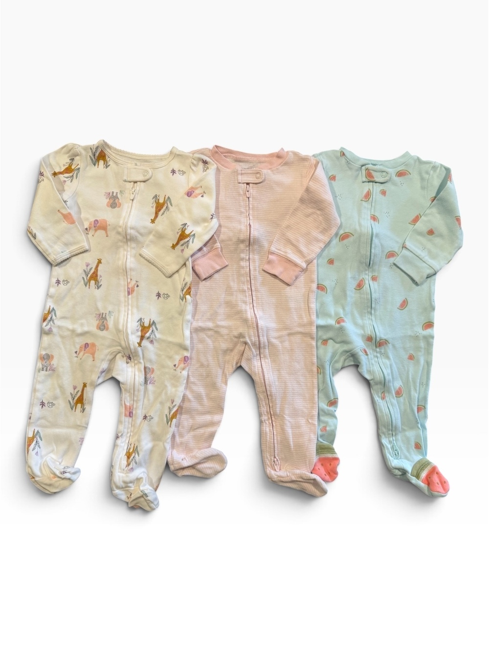Carter's Baby 3-Pack 9M Footed Pajamas with 2-Way Zipper